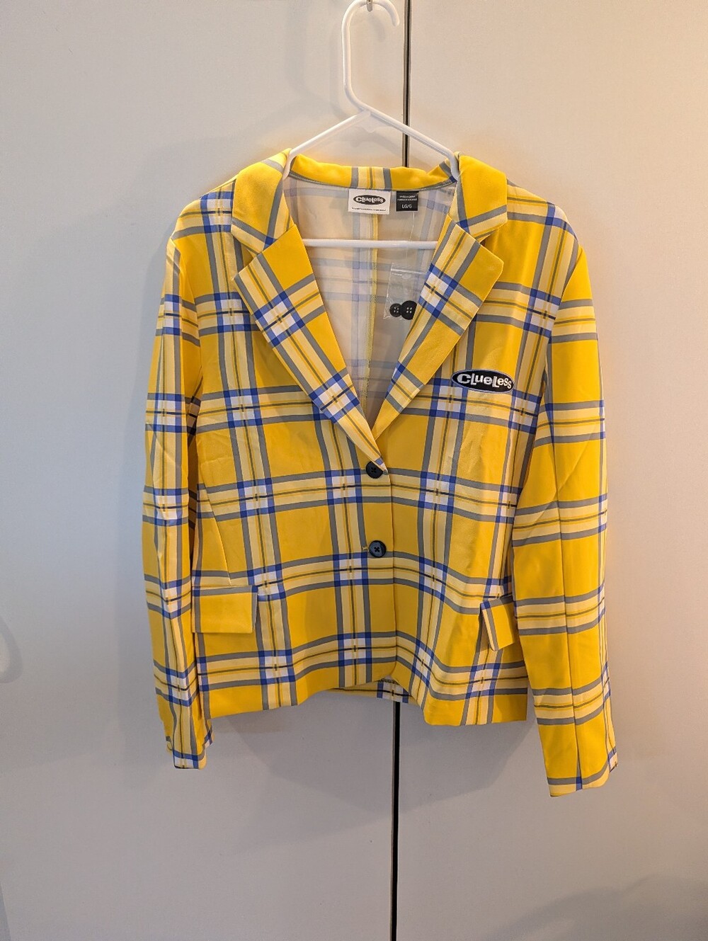 Clueless Womans Large Yellow/Blue Plaid Blazer NWT